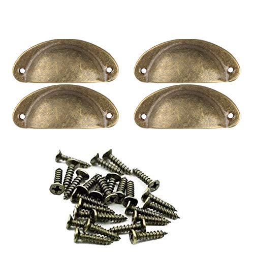 Sqxaldm Tirador de Concha Tiradores de Cajón Antiguo Manijas de Concha Vintage Cajones con Tornillos Tiradores de Hierro Antiguos Pomos de Muebles de Cocina Mango de Concha Vintage Antiguo(24 Piezas)