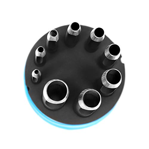S&R Sacabocados Punzones para Cuero. Juego 9 Sacabocados de golpe perforadores redondos en acero de alta calidad de 3 mm a 14 mm