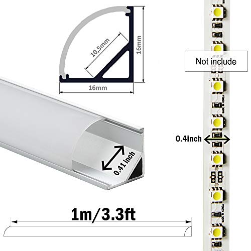 StarlandLed Perfil de Aluminio, 6x100cm Perfil de Aluminio LED para Luces de Tira del LED con Cubierta Blanca Lechosa, Los Casquillos de Extremo y los Clips de Montaje del Metal-Plata …