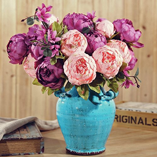 StarLifey Vintage Ramo de Flores de peonia Rosa, Artificiales, para Boda decoración para el hogar