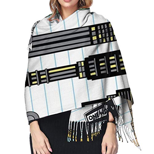 Starodec Pashmina Borla Bufanda Estilo de boceto del puesto de perritos calientes de la Gran Manzana Manhattan Of Liberty de Nueva York Chal Mantón de Invierno