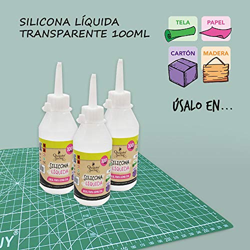 Starpast Pack de 4 Pegamentos Silicona Líquida, Transparente, 100ml para Goma Eva, Papel, Cartón, Cuero, Tela, Madera ideal para manualidades, Artesanía, Hacer Maquetas, etc