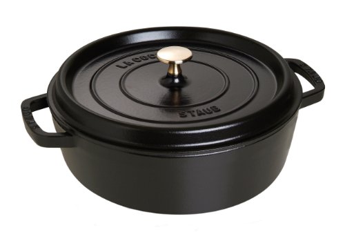 STAUB Cocotte Redonda Baja, Hierro Fundido, Negro Mate, 26 cm