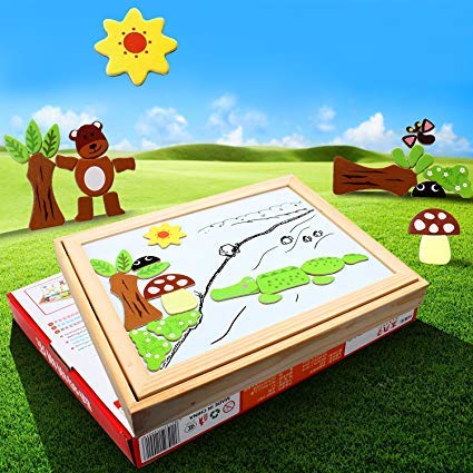 StillCool Puzzles de Madera Magnético 100 Piezas, Dibujo de Animal Colorido con Placa ,Rompecabezas Pizarra con Caja para Niños Desde 3 Años,Juguete Educativo para Regalo