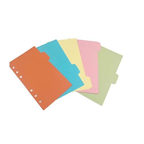 stobok 5 Colors Tab Dividers A5 Index Classified Lables 6-Holes Colorful Filler Project Sorter Pages for Ring Binders Planner Notebook (A5)