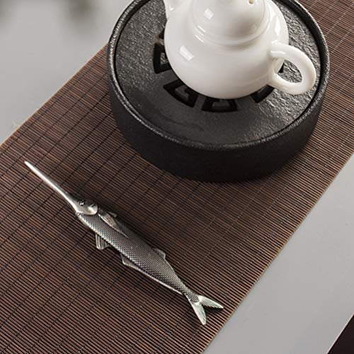 STOBOK Cuchillo de Té Cobre Antiguo Diseño en Forma de Pez Cuchillo Puer Accesorio de Aguja de Té para Restaurante de Hotel en Casa (Color Aleatorio)