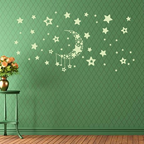 STOBOK Moon Star Etiqueta de La Pared Fluorescencia Decoración de La Pared Calcomanías Murales para Niños Cuarto de niños Sala de Estar Dormitorio