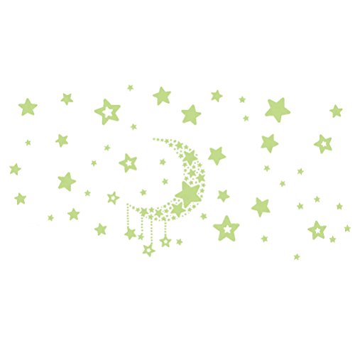 STOBOK Moon Star Etiqueta de La Pared Fluorescencia Decoración de La Pared Calcomanías Murales para Niños Cuarto de niños Sala de Estar Dormitorio