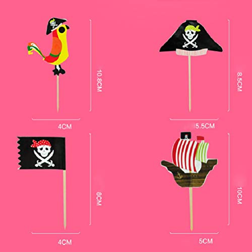 STOBOK Piratas Pastel Topper Cupcake Picks Toppers Decoración Torta Pirata de Toppers, para Cumpleaños de Niños, Halloween, Fondos de Fotos y Accesorios - 48 Piezas