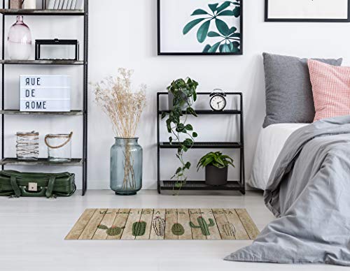 STOR PLANET Alfombra de Vinilo Cactus, 100% PVC reciclable, Estampado, 50 cm x 110 cm