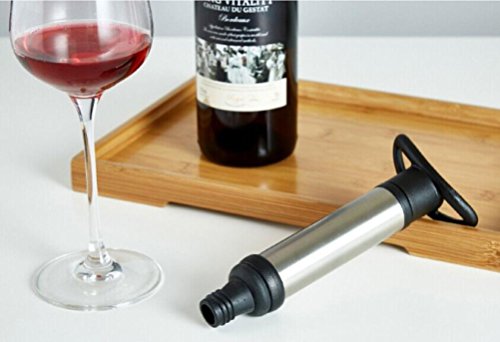 STRIR Vacuum Wine Saver Bomba de vacío de Acero Inoxidablecon 2 tapones para botellas