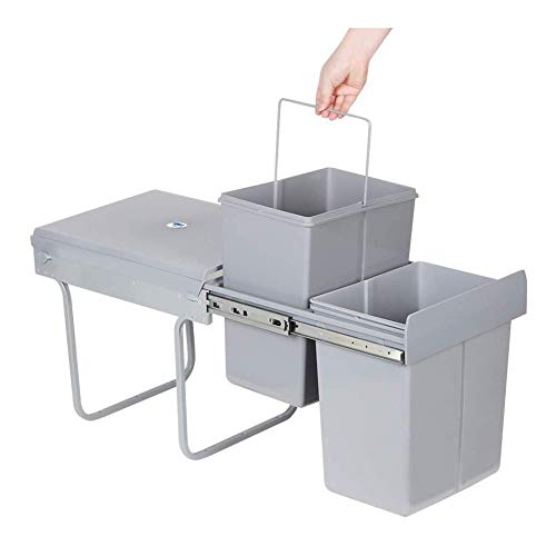 Sucastle Cubos de Basura de la Cocina 40L (20L + 20L), extraíble Cocina Residuos Papelera de Reciclaje Armario de la Cocina del gabinete Bote de Basura de Cocina, 48 * 34.2 * 41.8cm