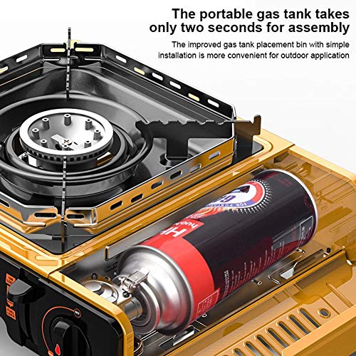 succeedw Estufa De Gas Portátil, 1 Llama Cocina De Cartucho De Gas Portátil Quemador Wok Acero Inoxidable 2.9kW Estufa De Camping, Horno De Gas De Cerámica Quemador De Gas Portátil