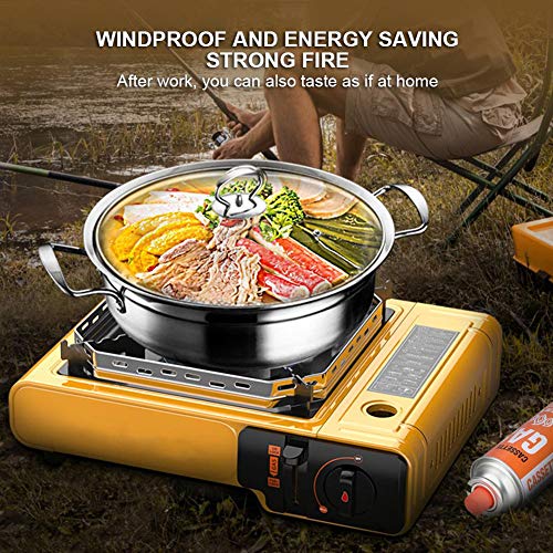 succeedw Estufa De Gas Portátil, 1 Llama Cocina De Cartucho De Gas Portátil Quemador Wok Acero Inoxidable 2.9kW Estufa De Camping, Horno De Gas De Cerámica Quemador De Gas Portátil