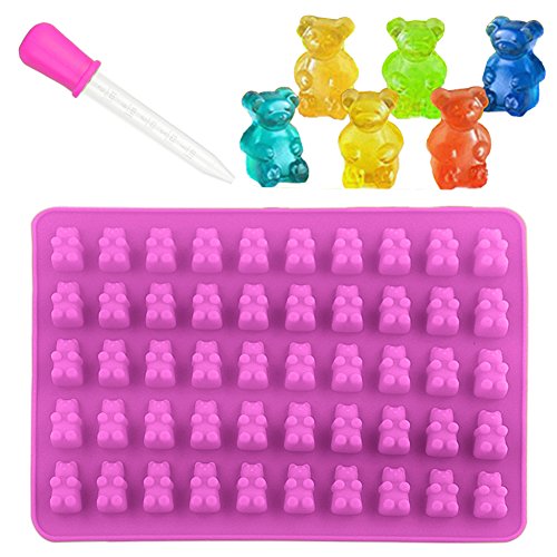 Sue Supply - Moldes de silicona para cubitos de hielo hechos a mano, diseño de oso de caramelo, 50 cavidades