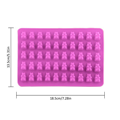 Sue Supply - Moldes de silicona para cubitos de hielo hechos a mano, diseño de oso de caramelo, 50 cavidades