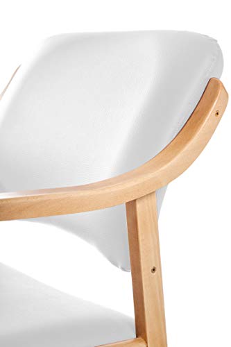 SUENOSZZZ-ESPECIALISTAS DEL DESCANSO Sillón Butaca con Brazos de Madera, Sillón Tapizado Color Blanco, Sillas de Comedor, Sillas Geriatricas