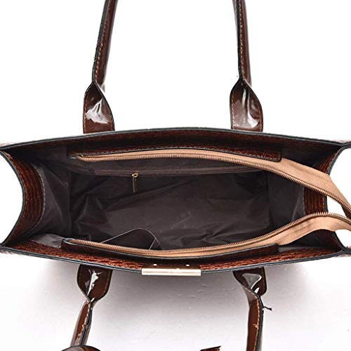 Suge 3 PCS Crossbody Bolso for Mujeres PU Cruz pequeña Bolsa de plástico Largo sobre el Hombro Sling monederos y Bolsos (Color : Brown, Size : 32 * 27CM)