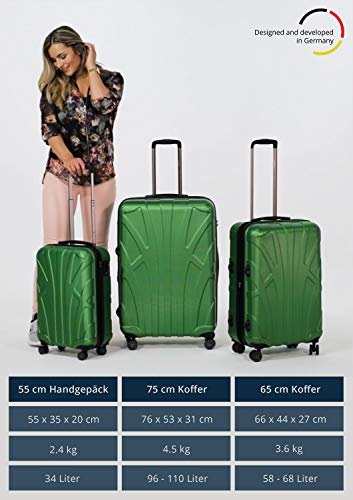 SUITLINE - Equipaje de Mano, Maleta Cabina, Maleta De Mano, Trolley, 4 Ruedas, ABS extremista Ligero, TSA, 55 cm, 34 litros,