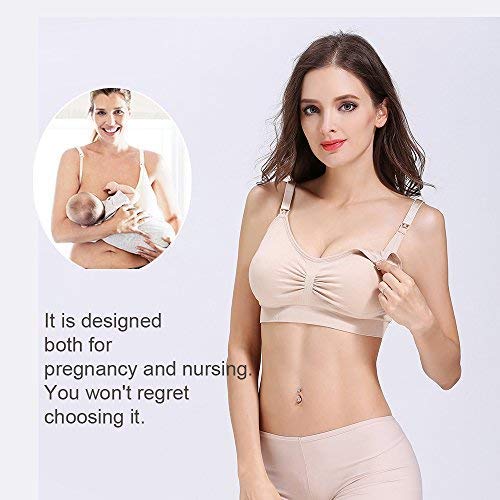 Sujetador de lactancia Maternidad 3 Pack Sujetadores sin costuras con almohadillas de prevención de derrames removibles, Assort, XL