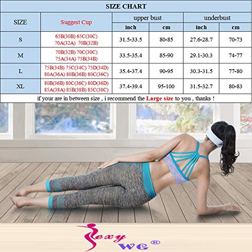 Sujetador Deportivo Mujer Coss-Back Yoga Sujetador Deportivo Top Mujeres Sujetadores Deportivos con Tiras Crop Gym Shirt Push Up Brassiere Chaleco Deportivo Acolchado Ropa Deportiva L Strappydark