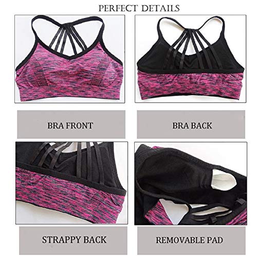Sujetador Deportivo Mujer Coss-Back Yoga Sujetador Deportivo Top Mujeres Sujetadores Deportivos con Tiras Crop Gym Shirt Push Up Brassiere Chaleco Deportivo Acolchado Ropa Deportiva L Strappydark