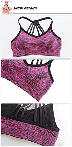 Sujetador Deportivo Mujer Coss-Back Yoga Sujetador Deportivo Top Mujeres Sujetadores Deportivos con Tiras Crop Gym Shirt Push Up Brassiere Chaleco Deportivo Acolchado Ropa Deportiva L Strappydark