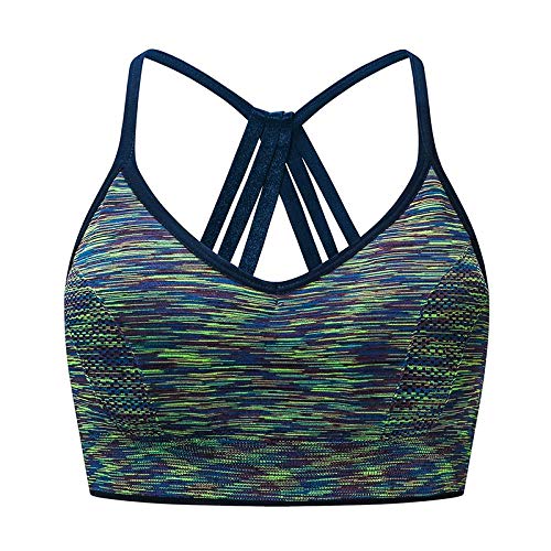 Sujetador Deportivo Mujer Coss-Back Yoga Sujetador Deportivo Top Mujeres Sujetadores Deportivos con Tiras Crop Gym Shirt Push Up Brassiere Chaleco Deportivo Acolchado Ropa Deportiva L Strappydark