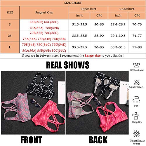 Sujetador Deportivo Mujer Sujetadores De Yoga Mujeres Sujetador Deportivo con Tiras Wirefree Sexy Work Gym Shirt Crop Push Up Brassiere Acolchado Camuflaje Print Sport Tops M Camouflagerosered