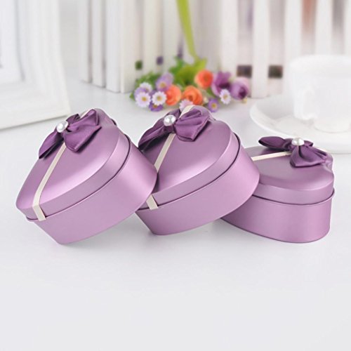 Sukisuki - Caja de Regalo con Forma de corazón con Lazo y Papel triturado, Metal, Morado, Talla única