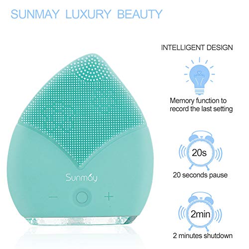 【Sunmay Leaf】SUNMAY Limpiador Facial Impermeable Eléctrico Masajeador con Silicona FDA Recargable Vibraciones Sónicas Dispositivo para Exfoliación la Cara