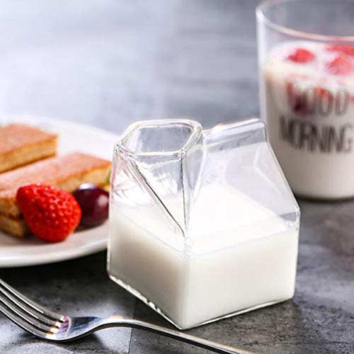 Sunnyflowk Glass Milk Glass Cups Creative American Cartones de Leche Novedad Milk Coffee Juice Cup Crystal Breakfast Contenedor Box Can Microondas