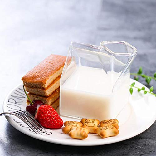 Sunnyflowk Glass Milk Glass Cups Creative American Cartones de Leche Novedad Milk Coffee Juice Cup Crystal Breakfast Contenedor Box Can Microondas