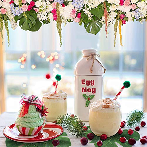 SunTop 60 Piezas Decoraciones para Fiestas Tropicales Hojas de Palmeras Tropicales Monstera y Flores de Hibisco