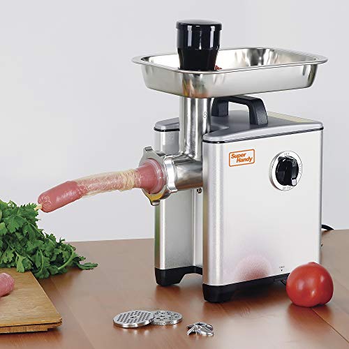 SuperHandy Picadora de Carne embutidora de salchichas # 8 1/2 HP 240 LBS por hora 370 Watts PRO Duty Cuerpo de aluminio Acero inoxidable de calidad comercial Bandeja de alimentación y cuello