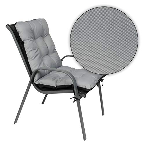SuperKissen24 Cojín de Silla Jardin 96x48 cm Asiento para Interior y Exterior Cómodo e Impermeable para Tumbonas de Jardin o Terraza, Mecedoras - Gris