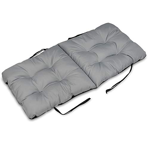 SuperKissen24 Cojín de Silla Jardin 96x48 cm Asiento para Interior y Exterior Cómodo e Impermeable para Tumbonas de Jardin o Terraza, Mecedoras - Gris