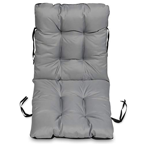 SuperKissen24 Cojín de Silla Jardin 96x48 cm Asiento para Interior y Exterior Cómodo e Impermeable para Tumbonas de Jardin o Terraza, Mecedoras - Gris
