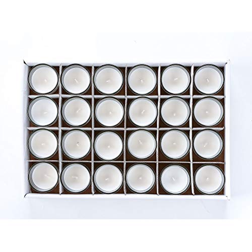 Supreme Lights Velas votivas en Vidrio Blanco, Juego de 24 a 12 Horas de Tiempo de Quemado, Velas estables Transparentes sin Perfume para cumpleaños, Fiestas, Bodas, Celebraciones, hogar y Catering