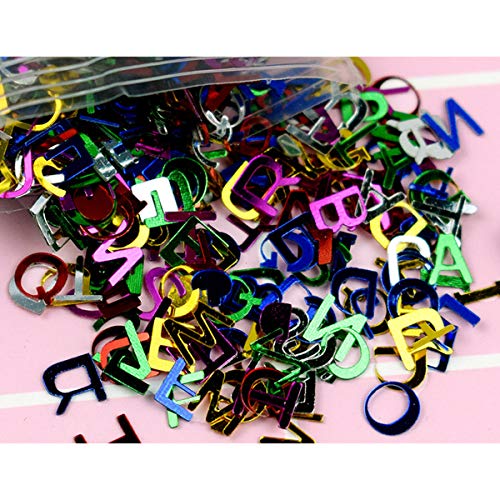 SUPVOX 90g / Pack Mezclado Lindo Alfabeto Decorativo Pegatinas Lentejuelas Carta Paillette artesanías Hechas a Mano DIY Scrapbooking Accesorios - 8 mm