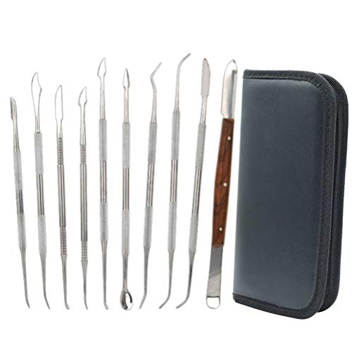 SUPVOX Accesorios de Modelado de Herramientas de Esculpir espátula de Cera de Acero Inoxidable (Bolsa Negra)