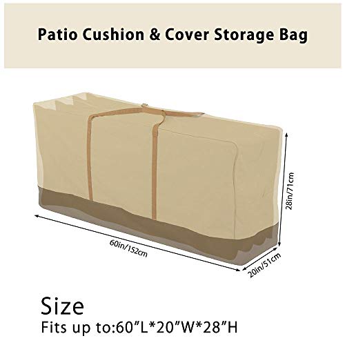 SurfMall 600D Bolsa de Almacenamiento de Muebles de jardín Impermeable para cojín, Tela Oxford con Cremallera a Prueba de Herrumbre, Organizadores con Asas Resistentes (152x71x51 cm)