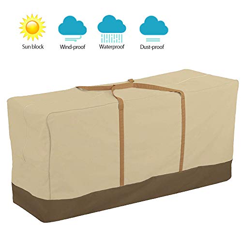 SurfMall 600D Bolsa de Almacenamiento de Muebles de jardín Impermeable para cojín, Tela Oxford con Cremallera a Prueba de Herrumbre, Organizadores con Asas Resistentes (152x71x51 cm)