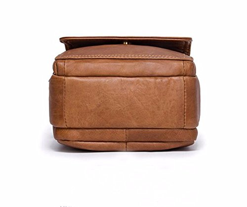 Surnoy Men 's Single Shoulder Bag, 7 Pulgadas de Cuero de Moda Casual Satchel, Vertical Suave Fideos, Negro, Marron, Marron,Brown
