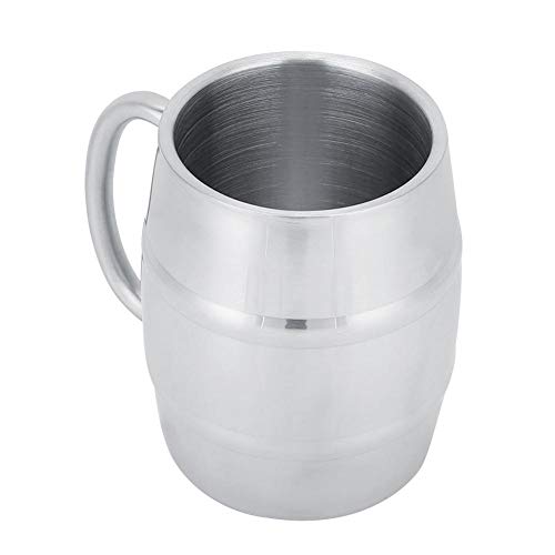 Sutinna Tazas de Cerveza Jarra de Cerveza Jarra de Cerveza, Taza, Doble de Acero Inoxidable para el Hotel Dessert Shops Home Restaurant(300ml)