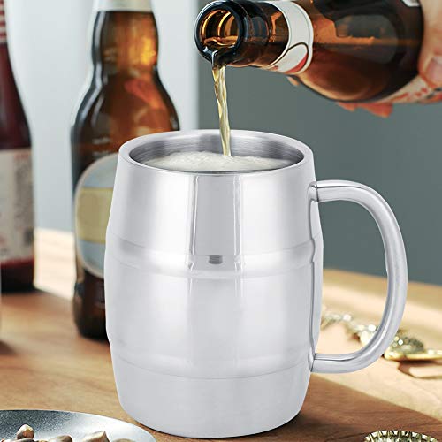Sutinna Tazas de Cerveza Jarra de Cerveza Jarra de Cerveza, Taza, Doble de Acero Inoxidable para el Hotel Dessert Shops Home Restaurant(300ml)