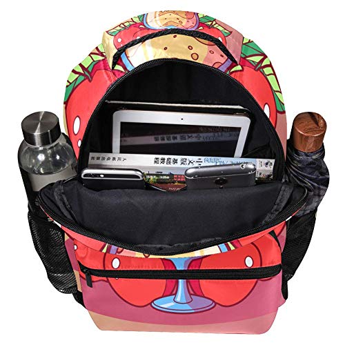 Sweet Fruits Sidra Slush Mochila para estudiantes de escuela primaria y media bolsa de libro al aire libre viaje senderismo paquete tendencia casual gran capacidad para niñas niños