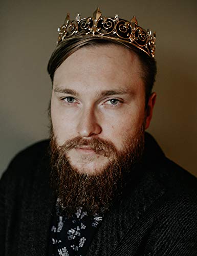 SWEETV Medieval Imperial Cristal Corona del Rey Tiara de los Hombre para la Celebración, Dorado