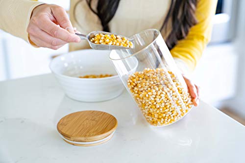 Sweetzer & Orange Tarros de Vidrio - Set de Botes Comida con Tapa Hermética de Bambú - Contenedor Organizador de Especias, Condimentos - Almacenamiento para Despensa y Cocina - Mediano, 1,175 Lt