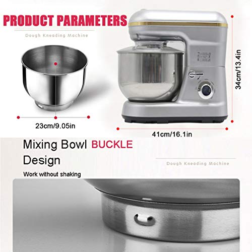 SWQG-Sartén 5 litros 1200W Eléctrico Batidora Amasadora  Pie de Cocina de Acero Inoxidable de Cocina Mezclador Tazón de Crema Máquina Masa Blender Profesionales